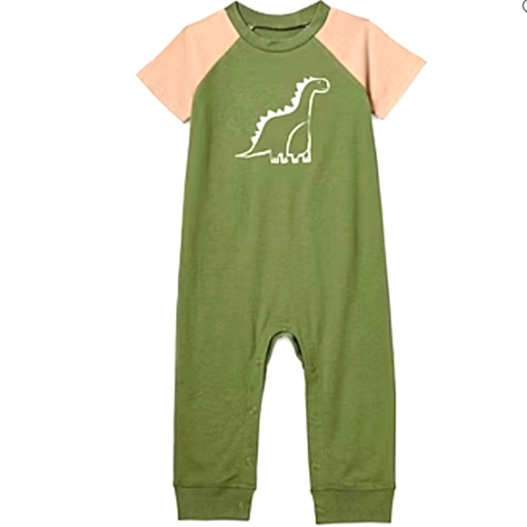 Green Dinosaur Baby Romper - Picture 2 of 3